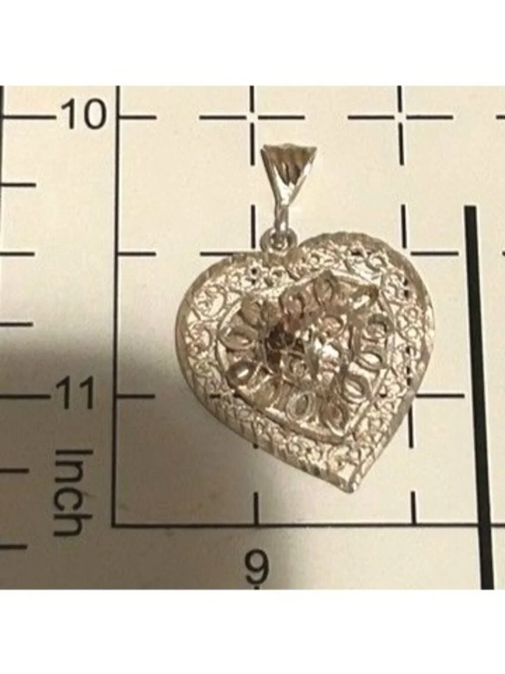 Sterling Silver Filigree Heart Pendant Necklace 925 Italy Box Chain